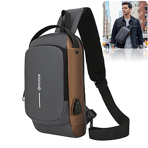 Mochila Bolsa Transversal Antifurto com USB - Hoopson MCL-003H
