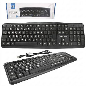 Teclado Com Fio USB com Letras Grandes Preto - Hoopson TPC-058G