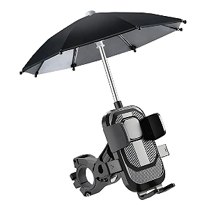 Suporte de Celular com Mini Guarda Chuva Sol e Chuva para Moto e Bike - Lehmox LEY-2323