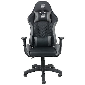 Cadeira Gamer Ergonomica Reclinavel Suporta Ate 140kg Couro PU Preta e Cinza - Dazz Elite Pro