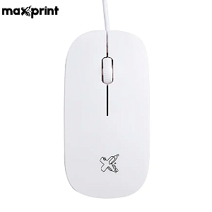 Mouse com Fio Optico USB 1200 DPI Ergonomico para PC e Notebook Branco - Maxprint Surface