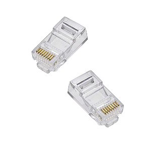 Conector RJ45 Cat5 Cat5e Transparente para Cabo de Rede - Par com 2 Unidades