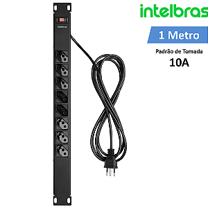 Protetor Eletrônico para Rack Calha 8 Tomadas Bivolt Cabo 1m 10A - Intelbras EPR 208