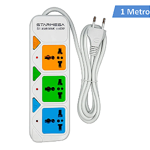 Filtro de Linha Extensão 3 Tomadas Bivolt Cabo 2 Metros - Starmega ST-923