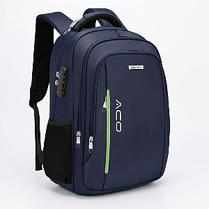 Mochila para Notebook ate 17 Antifurto com Cadeado Reforçada Semi Impermeavel Azul - Aco 1711