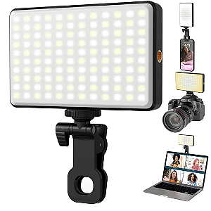 Iluminador LED Luz de Preenchimento Branco e RGB Recarregável 6.5W, Preto - Oberon OR-PL07
