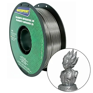 Filamento 3D PLA Silk Brilhante 1kg 1.75mm Cor Prata com Glitter Textura Macia - Masterprint