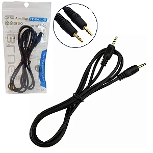 Cabo de Áudio Auxiliar P2 para P2 Macho 1.5 Metros, Preto - It-Blue Le-804