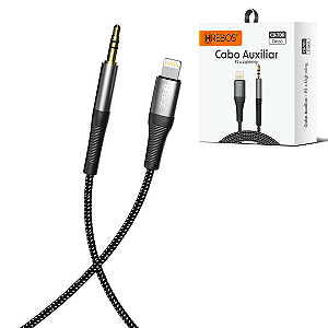 Cabo de Áudio Auxiliar Lightning para P2 Macho 90cm, Preto - Hrebos CB-701i