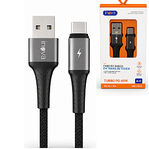 Cabo de Carregamento e Dados USB para Tipo C 60W 1m em Trama de Tecido - Inova MD-13166