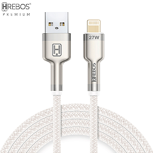 Cabo de Carregamento para iPhone 27W com 1 Metro, Trançado, Metal - Hrebos CB-251i