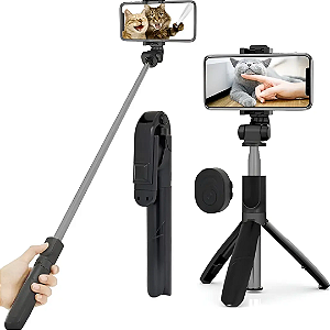 Bastão de Selfie Tripé com Controle Bluetooth Rotação 360° Até 70cm - It-Blue Le-3502