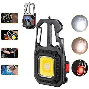Mini Lanterna Chaveiro COB Multifuncional Abridor Quebra-Vidro USB 800mAh - Lelong LE-8317