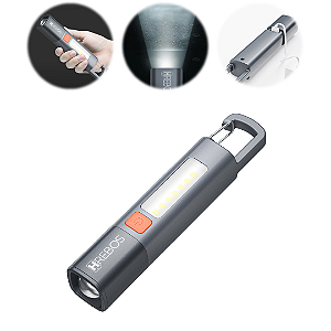 Lanterna Tática Recarregável Multifunção 200 Lúmens com Luz COB Lateral e Foco Telescópico - Hrebos IF-260