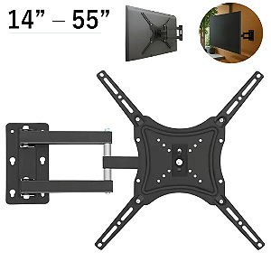 Suporte Articulado de Parede para TV e Monitor 14" a 55" até 50kg - Hoopson SUP4-TV-1455H