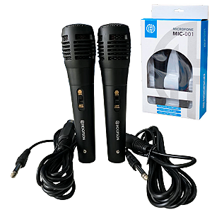 Kit com 2 Microfones Dinâmicos Unidirecionais com Cabo XLR para P10 de 3m - Hoopson MIC-001