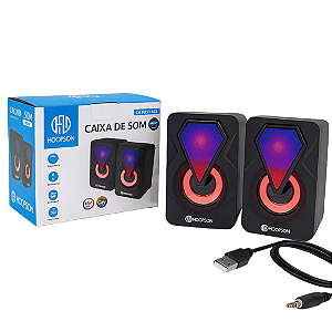Mini Caixa de Som Multimídia Estéreo para PC e Notebook 6W RMS LED RGB - Hoopson CX-PC021LED
