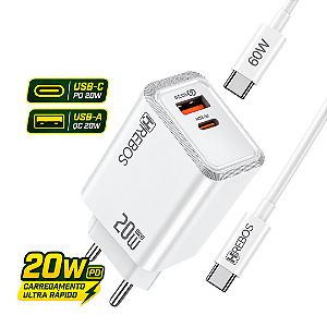 Kit Carregador Turbo 20W Dual Port (USB + Type-C) com Cabo Tipo-C - Hrebos CRG-264CC