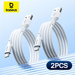 Cabo Tipo-C Baseus Simple Wisdom Fast Charge 5A 1,5m - Kit com 2 Unidades (Branco)