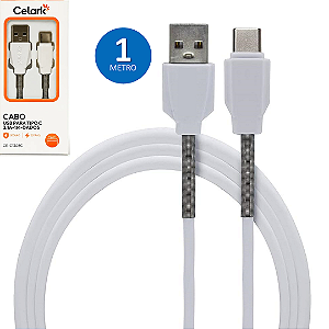 Cabo de Carregamento e Dados USB para Tipo C 3.1A 1 Metro Reforçado com Mola - Celark CE-C1308c