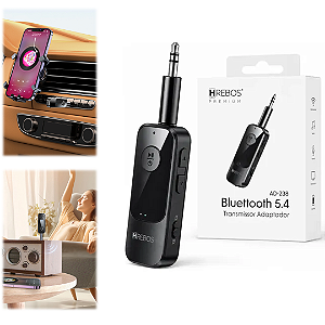 Adaptador Bluetooth 5.4 P2 / Auxiliar para Som Automotivo e Caixa de Som - Hrebos AD-238