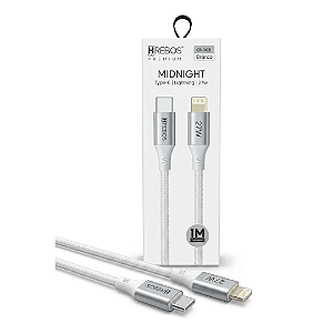 Cabo de Carregamento Tipo-C para iPhone 27W Turbo 1m, Branco - Hrebos Midnight CB-362i