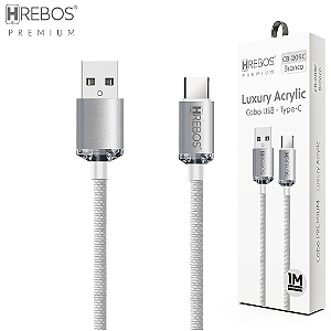 Cabo de Carregamento Tipo-C 3.1A com 1 Metro, Tecido Trançado - Hrebos Luxury Acrylic CB-209C