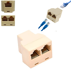 Adaptador Duplicador de Rede RJ45 (1 Entrada Fêmea para 2 Saídas Fêmea) - SIGMA-P501