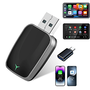 CarPlay e Android Auto Sem Fio para iPhone e Android - Dongle USB-A/C Plug & Play