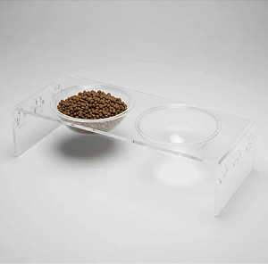 Comedouro Acripet House Compartimento Duplo P 300ml Acrílico 35cm