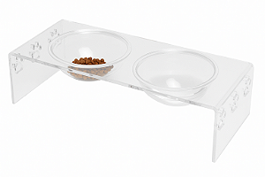 Comedouro Acripet House Compartimento Duplo M 425ml Acrílico 44cm