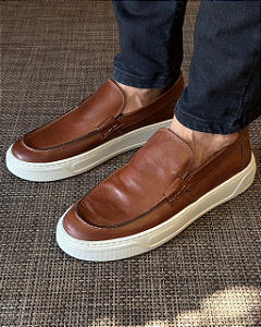 Loafer Michigan Couro Pinhão Perlatto