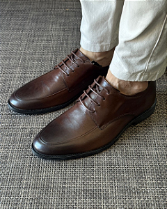 Sapato Social Couro Café Gloss Perlatto