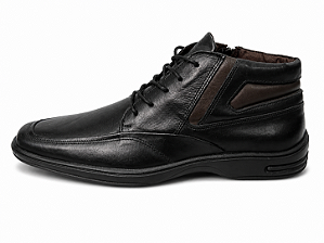 Sapato Cano Alto Couro Medelin Burned Preto Perlatto