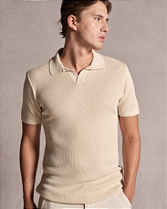 Polo Tricot Canelada Bege Ankor