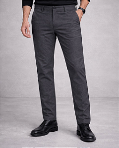 Calça Melange Twill Slim Preta King & Joe
