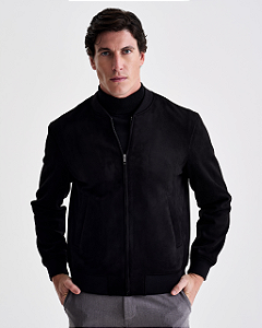 Jaqueta Bomber Suede Preta Ankor