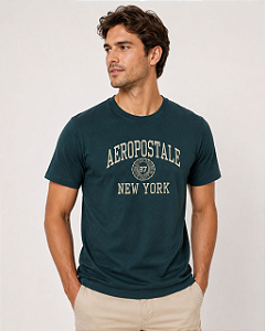 Camiseta Bordada Verde Escuro Aeropostale