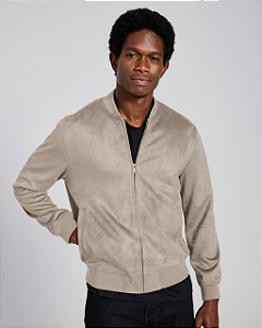 Jaqueta Suede Bomber Areia Highstil