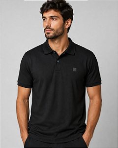 Gola Polo Casual Slim Preta Listra Ogochi