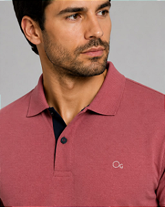 Gola Polo Casual Slim Rosa Queimado Ogochi