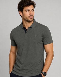 Gola Polo Casual Slim Piquet Verde Militar Ogochi