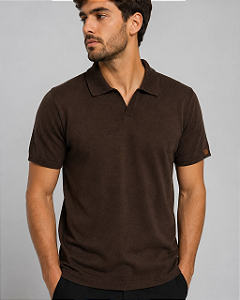 Gola Polo Tricot Gola Italiana Marrom Ogochi