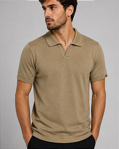 Gola Polo Tricot Gola Italiana Bege Ogochi