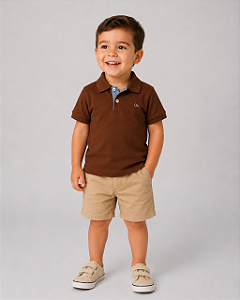 Gola Polo Infantil Marrom Ogochi
