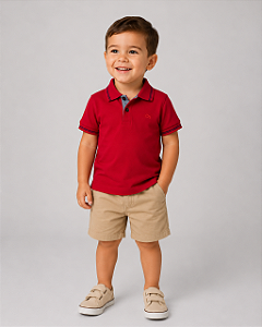 Gola Polo Infantil Vermelha Ogochi