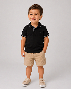Gola Polo Infantil Preta Ogochi