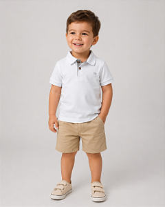 Gola Polo Infantil Branco Ogochi
