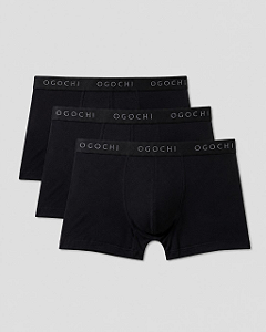 Kit 3 Cuecas Boxer Preta Ogochi
