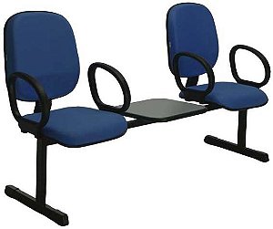 Cadeiras longarina diretor com mesa 2 lugares e braço